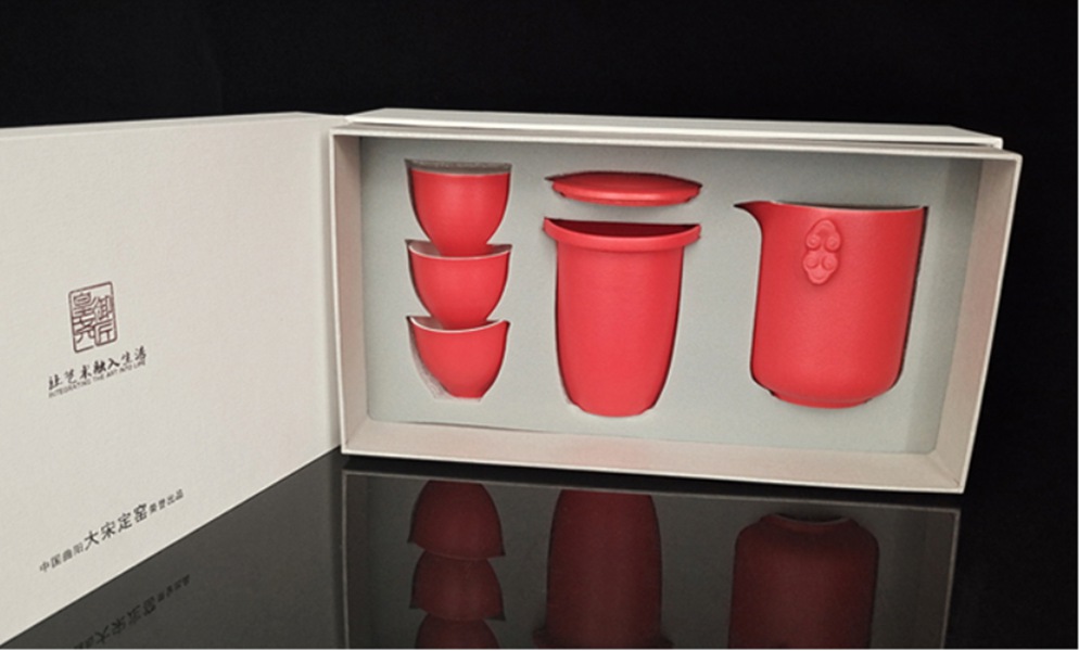 大宋定窯紅釉快客杯套裝，您的送禮佳品